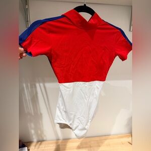 White Red and Blue Dancewear Royale Leotard